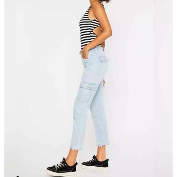 Kancan Women's 7/27 Felicity High Rise Slim Straight Leg Cargo Jeans - Picture 3 of 11